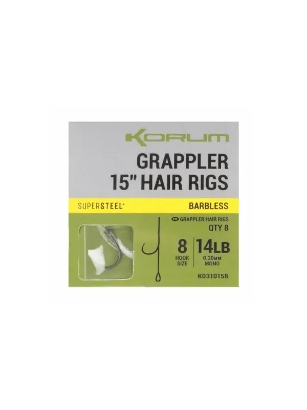 Korum Set Riguri, Grappler Hair Rigs, 15" (38 cm) Barbless Reducere specială