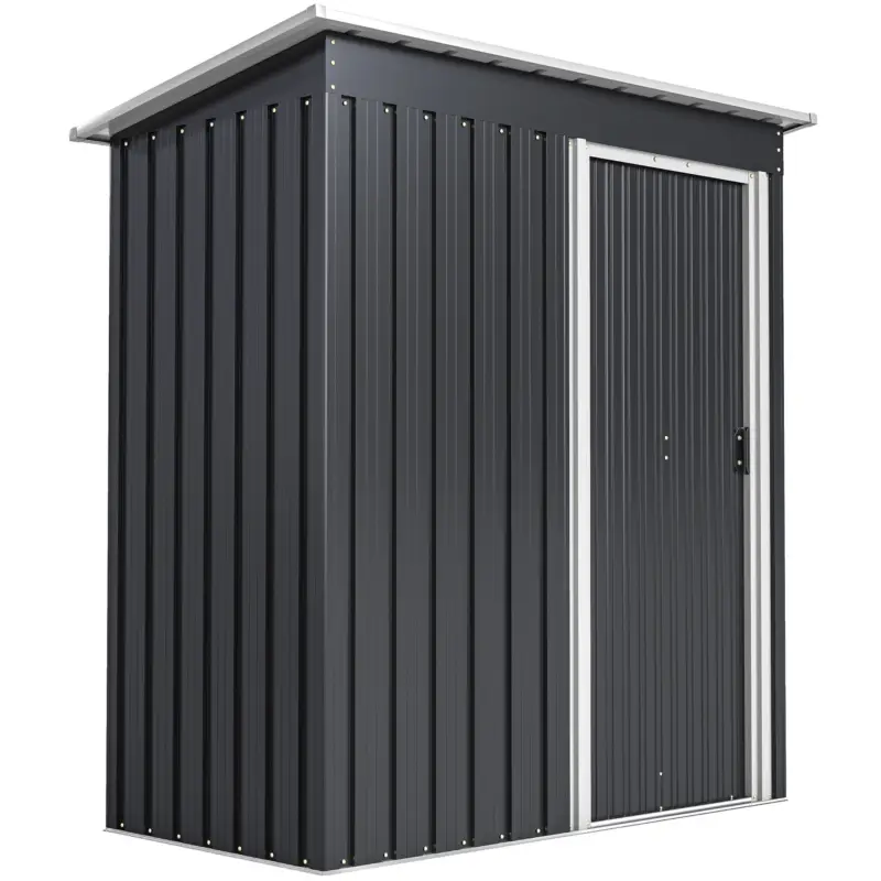 Preferatul clienților Outsunny Magazie de Scule din Otel, 1 Usa Glisanta, Remiza de Gradina Neagra, Acoperis inclinat 163 x89 x182cm