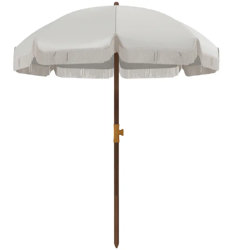 Expediere rapidă Outsunny - Umbrelă de plajă compactă, cu protecție UV40+ și husă de transport, gri deschis