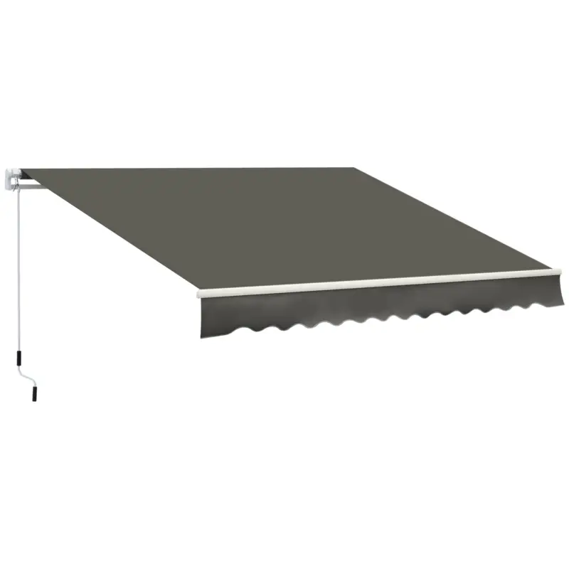 Bestseller Outsunny Copertină Retractabilă de Exterior cu Brațe și Deschidere Manuală, 350x250 cm, Gri