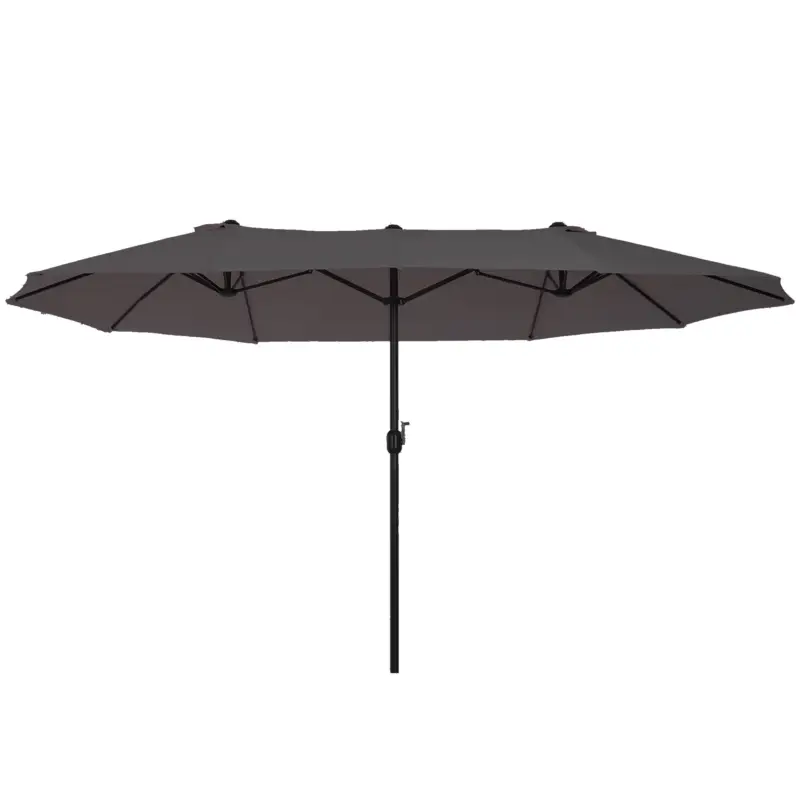 Outsunny Umbrela Dubla Acoperis de Soare pentru Gradina Extern Tesatura Poliester Gri 2.7*4.6*2.4 Preț promoțional