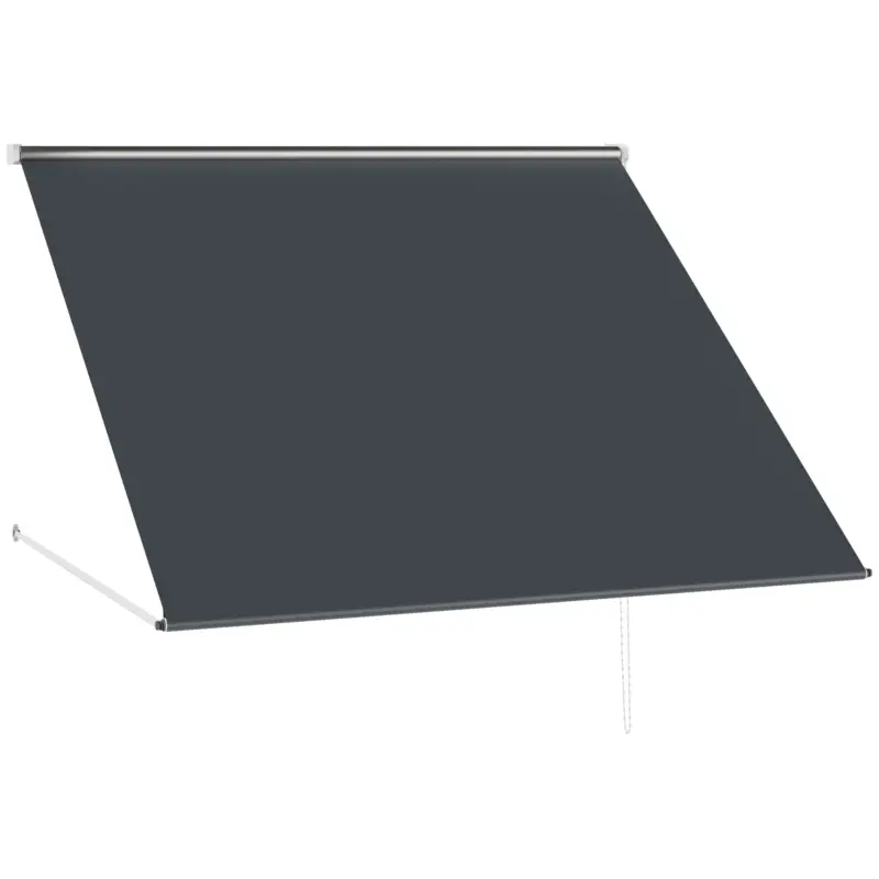 Noutate Outsunny Copertină Retractabilă cu Brațe, Deschidere Manuală, Înclinare și Protecție UV30+, 150x120 cm, Gri