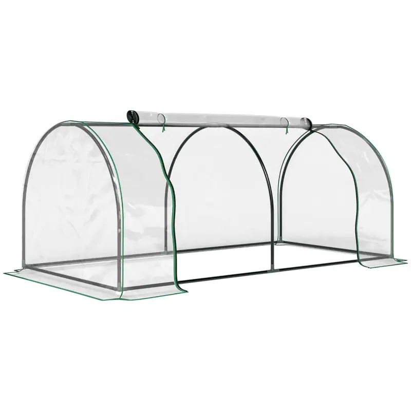 Outsunny Seră de grădină în formă de tunel din oțel cu acoperire din PVC, 200x100x80 cm, transparentă și verde Lichidare de stoc