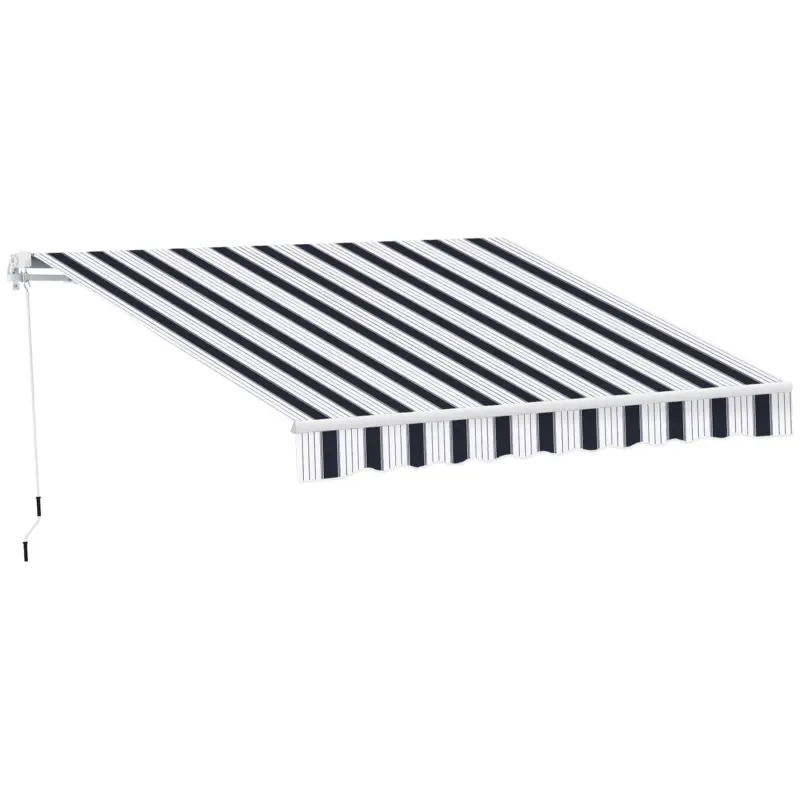 Outsunny Perdea Soare Rulanta de Perete Manuala cu Dungi , Albastr si alb, 2.5x2m Popular