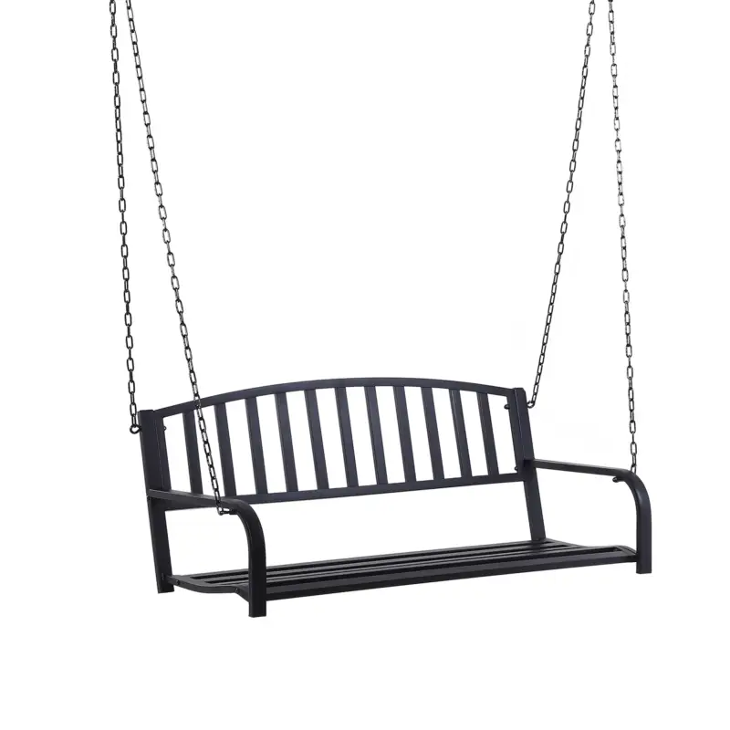 Plată sigură Outsunny Balansoar Suspendat de Gradina din Metal Negru