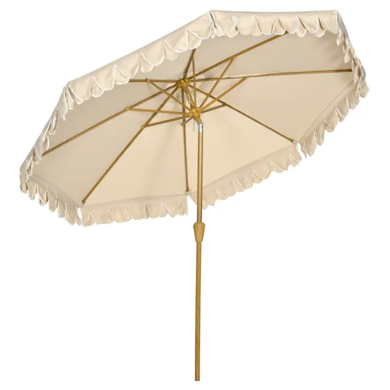 Outsunny Umbrela pentru gradina cu inclinare si manivela, Umbrela de exterior pentru masa cu acoperis dublu, kaki Ofertă exclusivă