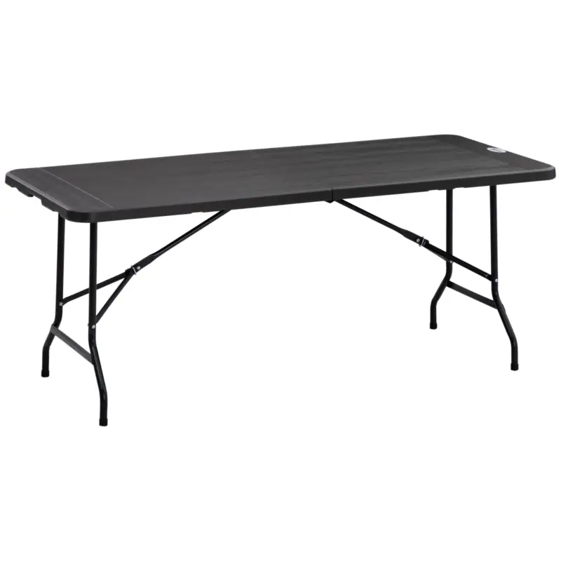 Outsunny Masă de Grădină Pliabilă pentru 6 Persoane, 180x75,5x73 cm, Gri Închis Lichidare de stoc