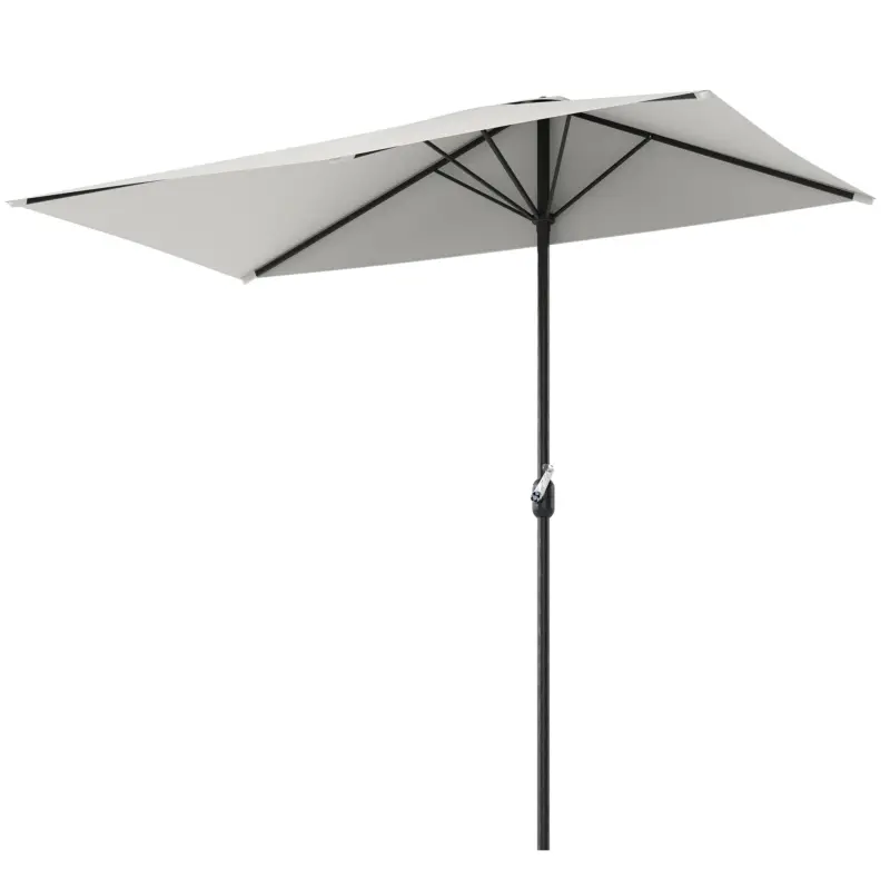 Plată sigură Outsunny Umbrelă de perete semilună economisitoare de spațiu cu deschidere cu manivelă, crem