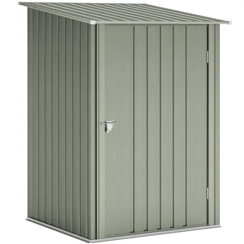 Outsunny Căsuță pentru Grădină 0,92m² din Oțel Galvanizat, Depozit pentru Unelte cu Ușă Blocabilă, Acoperiș Înclinat, 100x104x160 cm, Argintiu Chilipir
