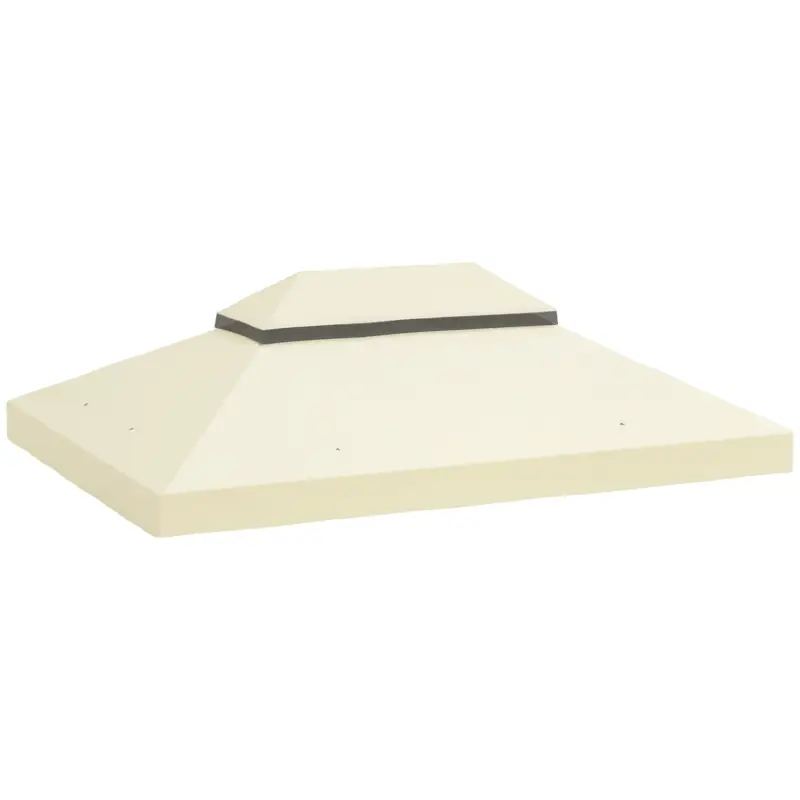 Outsunny Acoperire pentru Foișor de Grădină 3x4 m cu 2 Niveluri din Material Oxford 600D cu Orificii de Drenaj, Alb-Crem Promoție