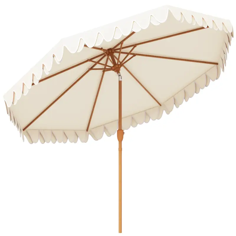 Outsunny - Umbrelă de grădină cu manivelă și înclinare, cu orificii de aerisire și 8 spițe, 2,7x2,4 m, crem Cumpărături sigure