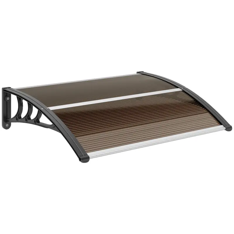 Ofertă specială Outsunny Copertină de Exterior Impermeabilă și Anti-UV, din PC, PP și Aluminiu, 75x120x23 cm, Maro și Negru