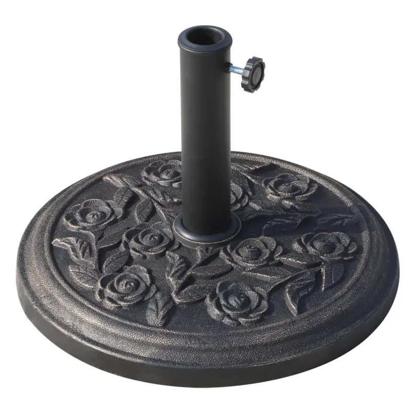 Disponibil imediat Outsunny Baza pentru umbrela 9kg din rasina cu finisaje din bronz Φ45.5 x 31cm bronz