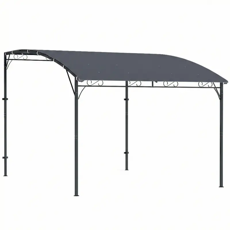 Outsunny Pergolă Gazebo 3.8x2.8m cu 16 Găuri de Drenaj, Pergolă din Metal și Poliester 180g/m² cu Șuruburi, pentru Exterior, Grădină, Terasă și Patio, UV 30+, Gri Lichidare de stoc