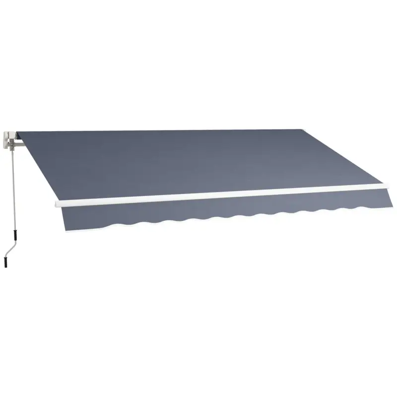 Outsunny Copertină Retractabilă pentru Exterior cu Manivelă, 360x250 cm, Gri Plată sigură