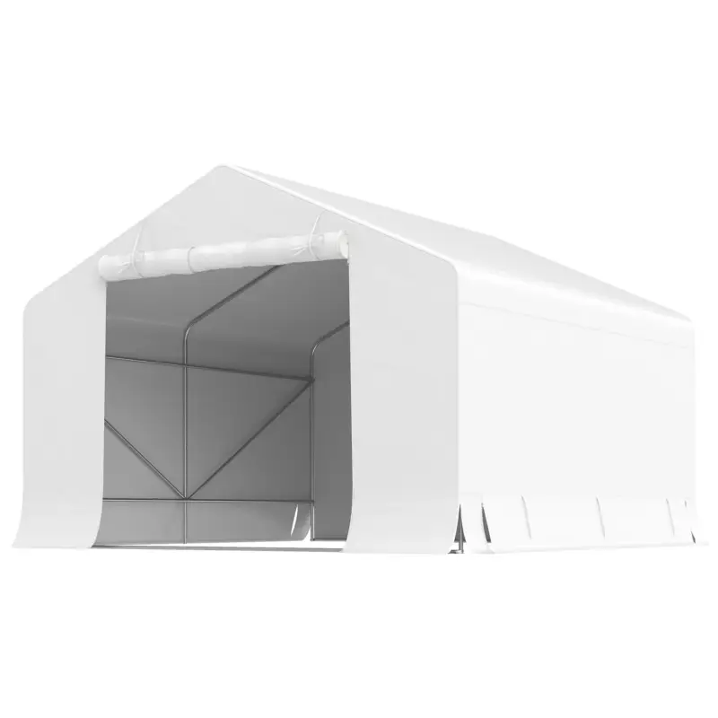 Outsunny Garaj Moto Exterior 3x3 m Impermeabil cu Ușă și Ventilație Rulabilă, Cort-Garaj pentru Biciclete și Unelte PE și Metal, Anti-UV, Alb Transport gratuit