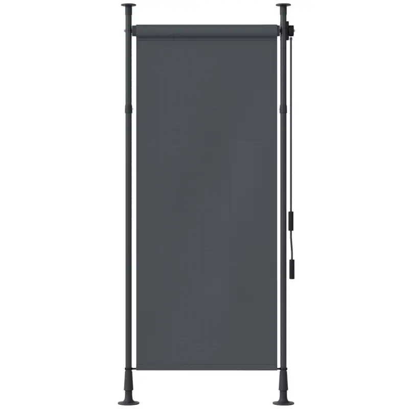 Outsunny Stor manual retractabil pe picior lungime reglabilă manivelă instalare fără găurire metal aluminiu poliester gri închis Plată securizată