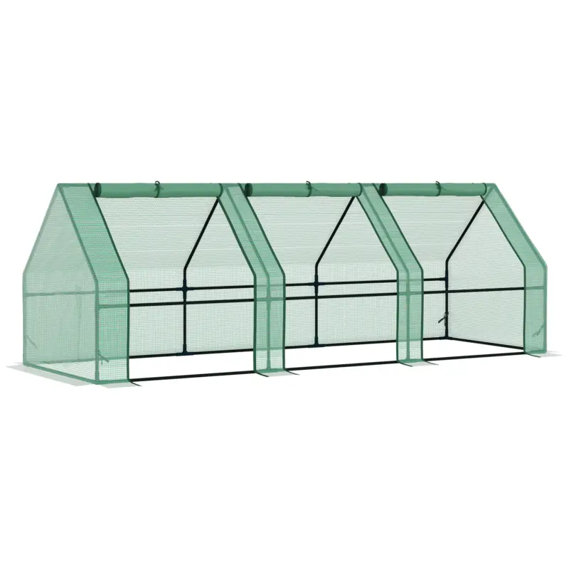 Plată securizată Outsunny sera gradina cu prelata, 270x90x90cm, verde