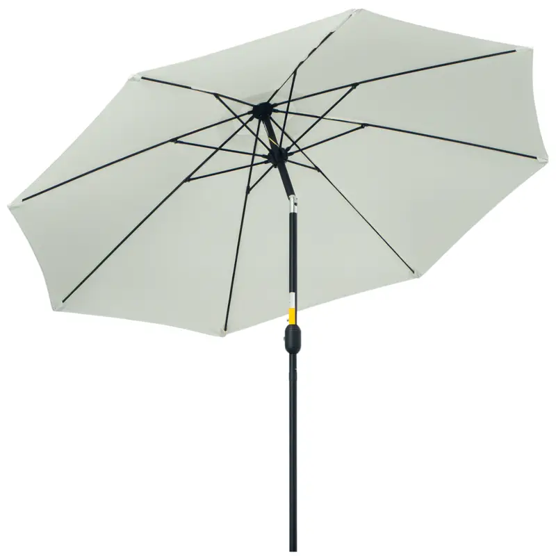Ultima șansă Outsunny Umbrela de Gradina inclinabila pe 3 Unghiuri, cu Manivela, Ø265x240 cm, Alb Crem