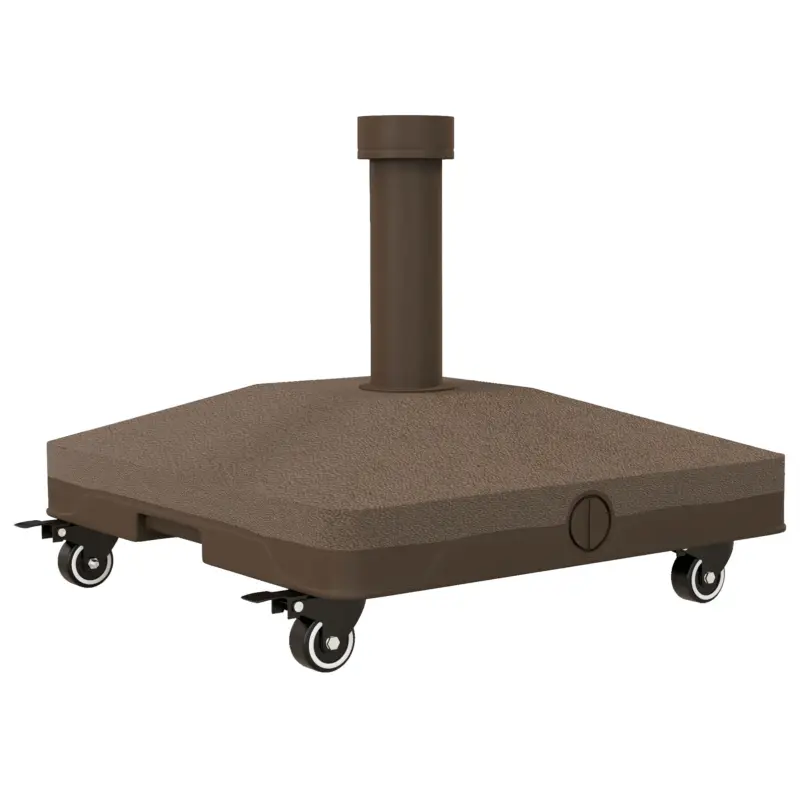 Outsunny Bază pentru umbrelă cu roți, umplibilă până la 20 kg, pentru stâlpi cu Ø22-38 mm, 45x45x39 cm, maro Ofertă de sezon