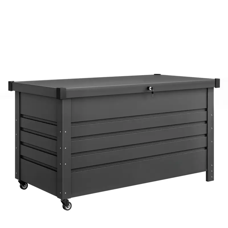 Lichidare de stoc Outsunny Ladă 430L, Recipient Metalic cu Capac Blocabil, Roți, Mânere Laterale, Gri