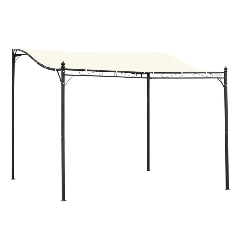 Outsunny Foisor Perdea Parasolara Cu Prelata in Poliester Impermeabila, Crem, Cadru Gri, 297x297cm Preț redus