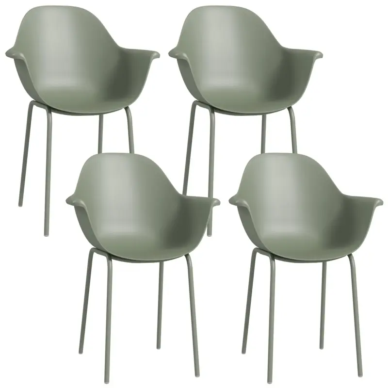 Outsunny Set 4 Scaune de Exterior 59x55x84 cm din PP și Oțel Verde Bestseller