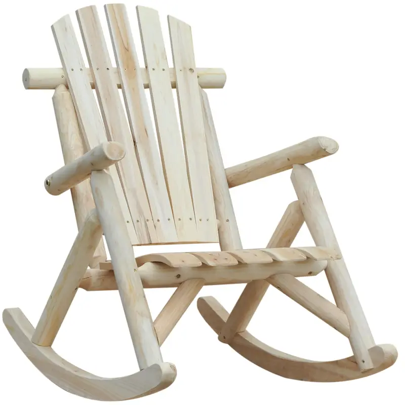 Mai ieftin Outsunny Scaun Balansoar de Gradina Stil Adirondack din Lemn, 66x96x98 cm