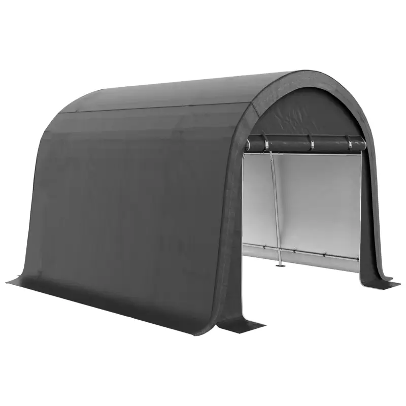 Outsunny 3x3m Garaj pentru Motociclete, Cort cu Acoperiș Rezistent Impermeabil, 2 Intrări cu Fermuar, pentru Biciclete și Unelte, Cadru din Oțel Galvanizat, Cort Grădină, Gri Reduceri
