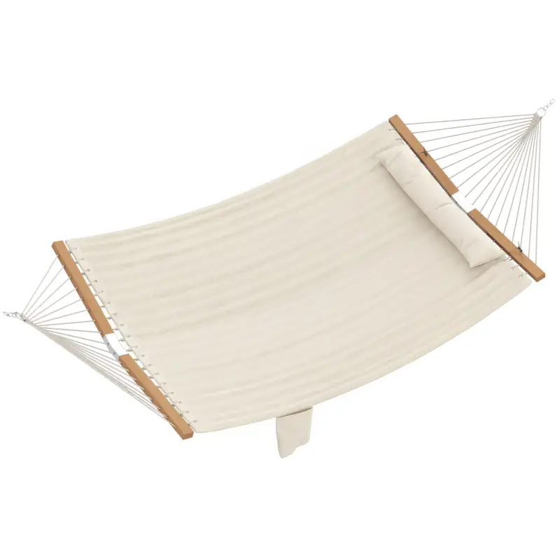 Preț redus Outsunny Hamac Exterior pentru 2 Persoane, Pernă Căptușită, Capacitate 200 kg, Crem