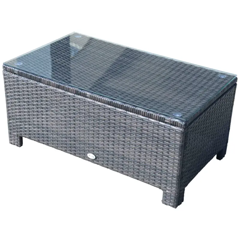Outsunny masuta exterior, sticla securizata, 85x50x39cm, maro Reducere specială