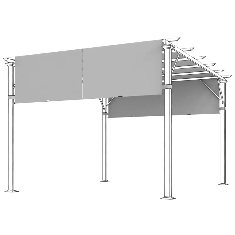 Outsunny Prelată Pergolă Foișor 3x3 m cu Buzunare și Curele pentru Bare, din Poliester, 488x122 cm, Gri Deschis Ofertă limitată