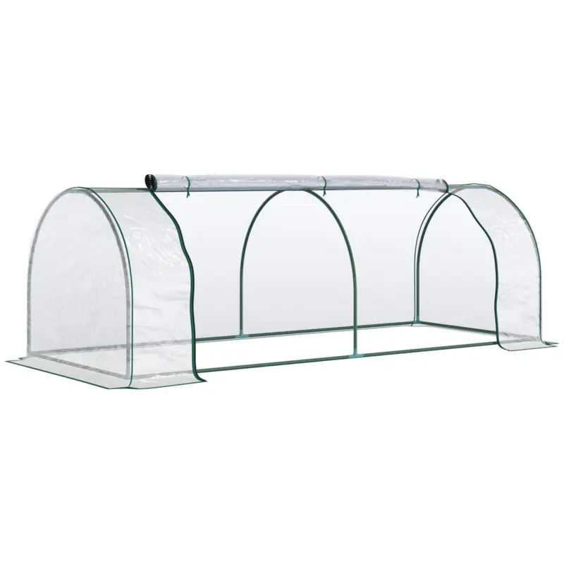 Outsunny Sera de gradina cu cadru din otel si invelis din PVC, 250x100x80cm, Verde si transparent Ofertă exclusivă