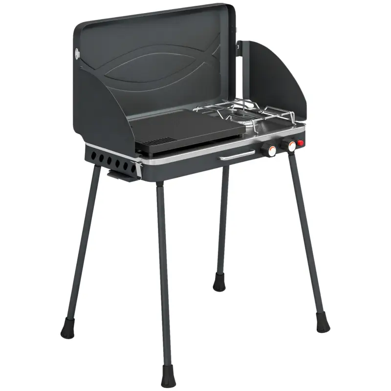 Outsunny Grătar barbecue compact cu arzător pentru camping Ofertă