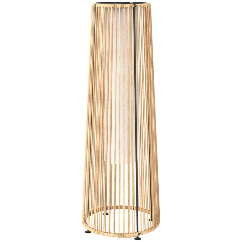Preferatul clienților Outsunny Felinar Solar Exterior din Ratan Sintetic cu LED-uri Pornire și Oprire Automată Impermeabil Ø21,5x61 cm Natural