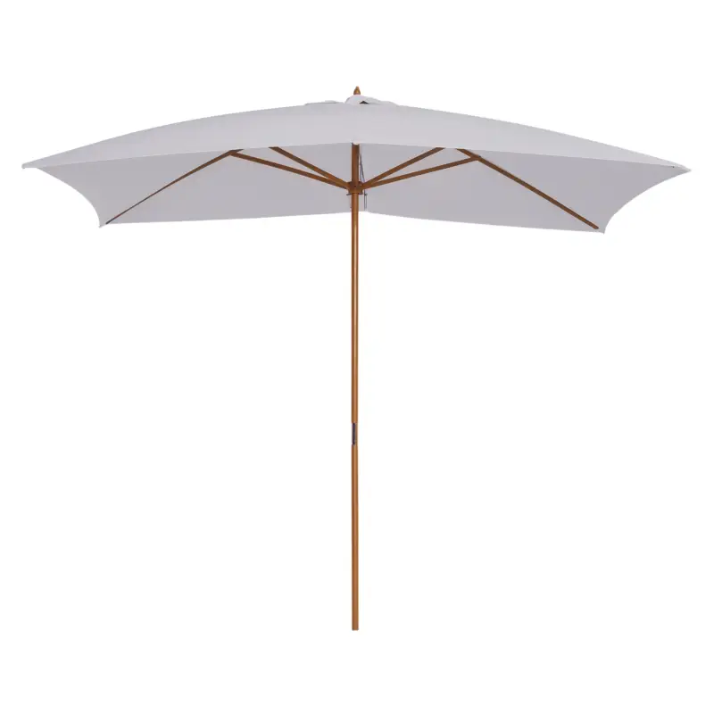Outsunny Umbrela de Gradina 2x3 m, Umbrela Parasolar Impermeabila din Lemn Lacuit cu Copertina Detasabila, Alb Doar azi