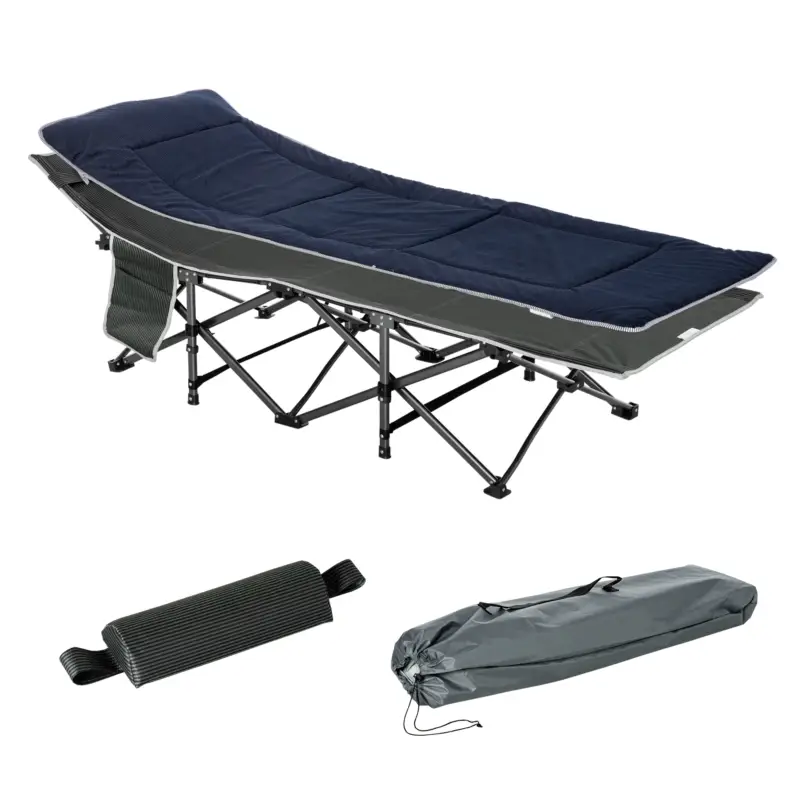 Livrare gratuită Outsunny Pat Pliabil Camping 188×64,5×53 cm – Cu Perna si Husa Transport