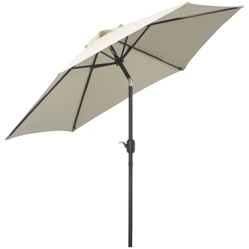 Outsunny Umbrela de Gradina si Plaja Inclinabila Aluminiu si Poliester Alb Φ2.6×2.35m Preferatul clienților