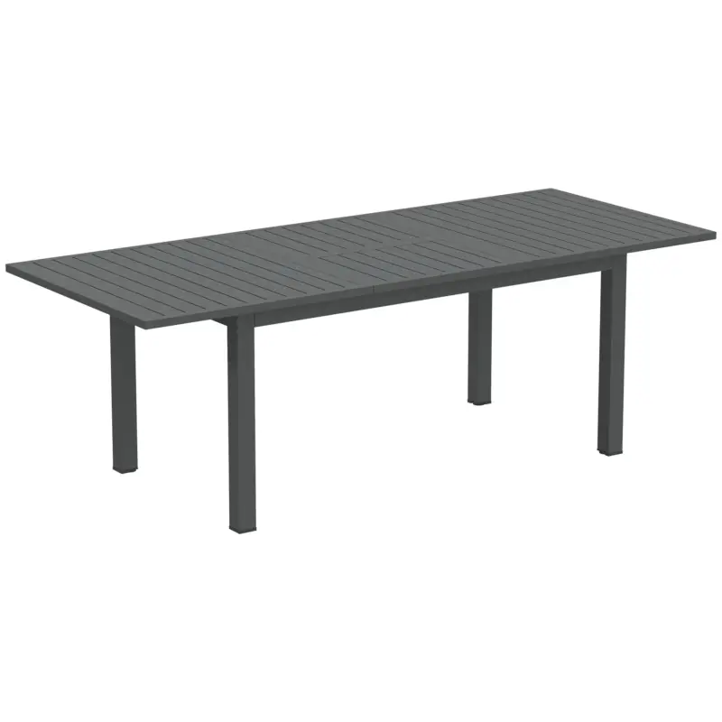Outsunny Masă extensibilă de grădină 160-220 cm pentru 6-8 persoane, dreptunghiulară, din aluminiu, gri Premium