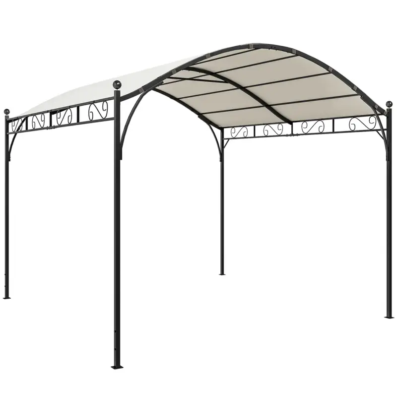 Transport gratuit Outsunny Pergolă Gazebo 3x3 m cu Acoperiș Arcuit, din Metal și Poliester 180g/m², Alb Crem