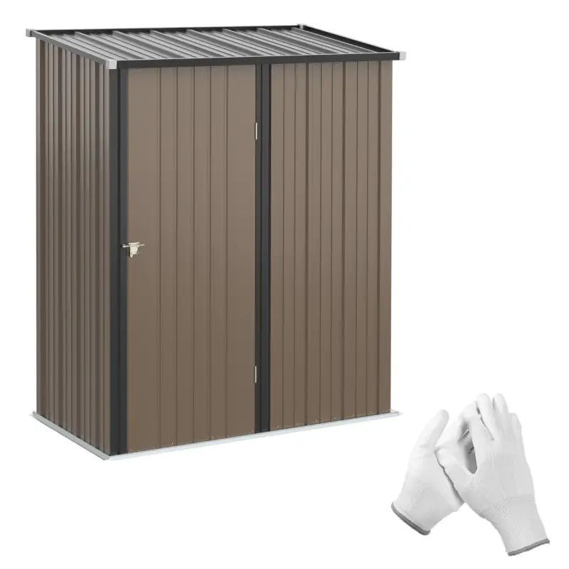 Outsunny Sopron de Gradina din Otel Suport Scule, Magazie pentru Scule cu Zavor, 161.5x94.5x196cm, Maro Cel mai bun preț