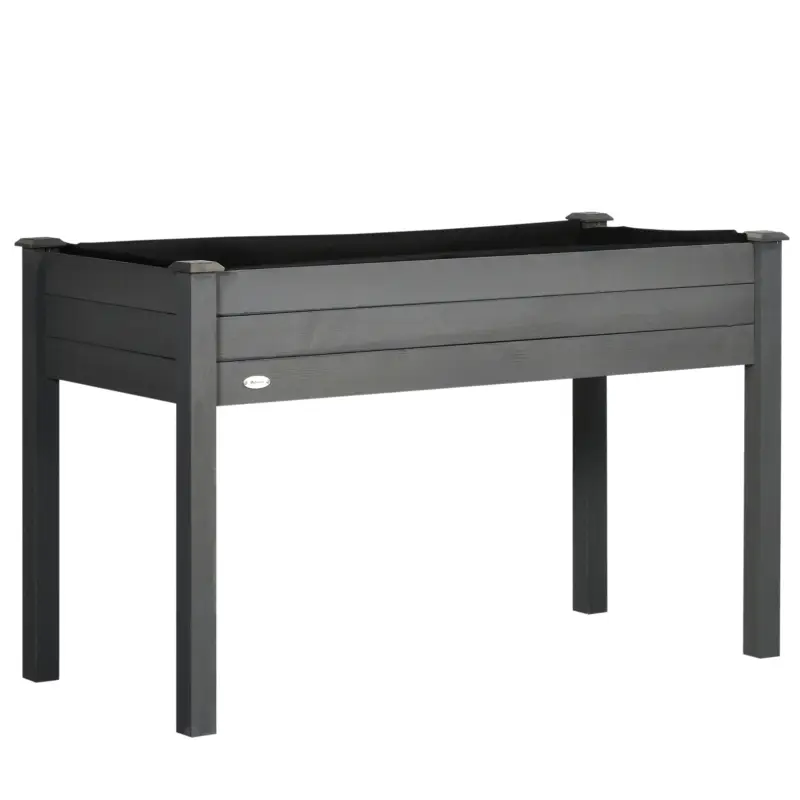 Reducere Outsunny Jardinieră pe picioare potager dim. 123L x 57l x 76H cm Inserții de irigare + pânză de drenaj Lemn masiv de brad
