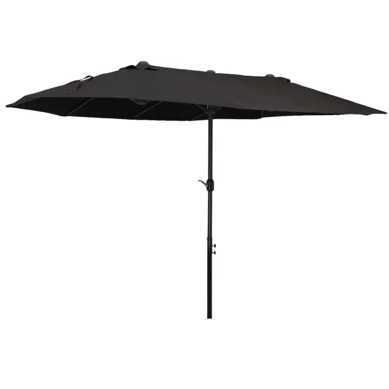 Outsunny Umbrela de Soare Dubla de Gradina cu Deschidere prevazuta cu Manivela, Otel si Poliester, 460x270x240cm, Negru Ofertă specială
