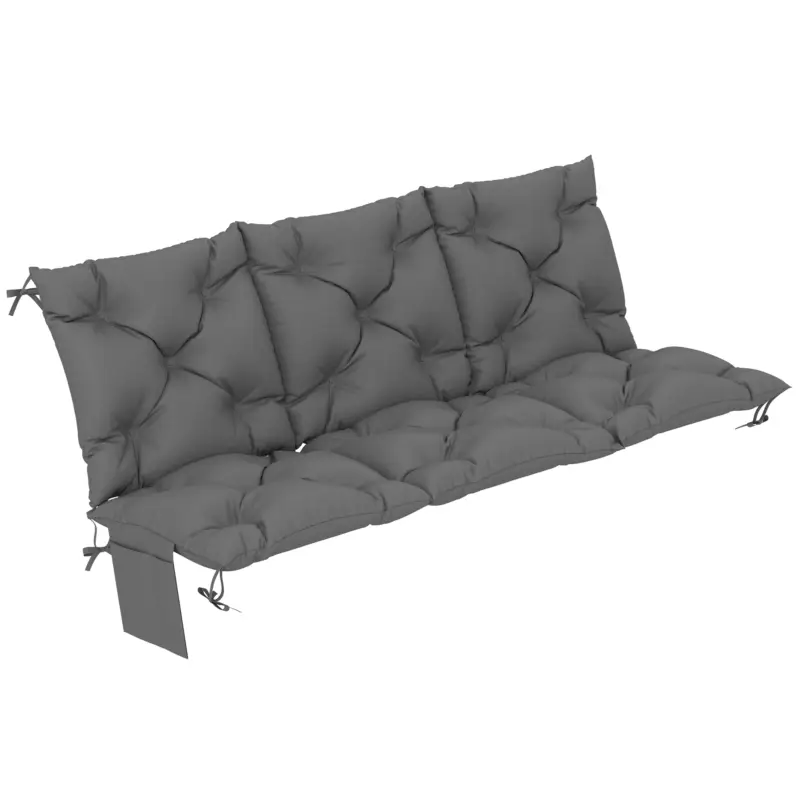 Reduceri Outsunny Pernă bancă hidrofugă antiderapantă, perniță pentru leagăn exterior cu spătar & fixări 150 x 100 cm gri închis