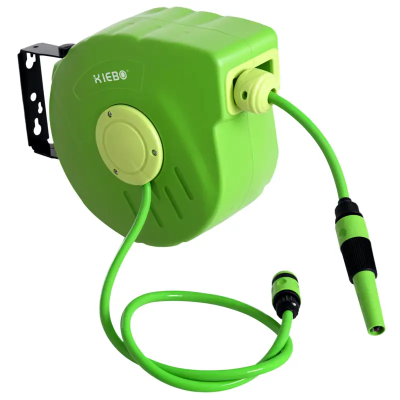 Preț mic Outsunny Tambur retractabil pentru furtun de grădină, montare pe perete, blocabil și rotativ 180°, din plastic, 35,5x11,5x27,5 cm, verde