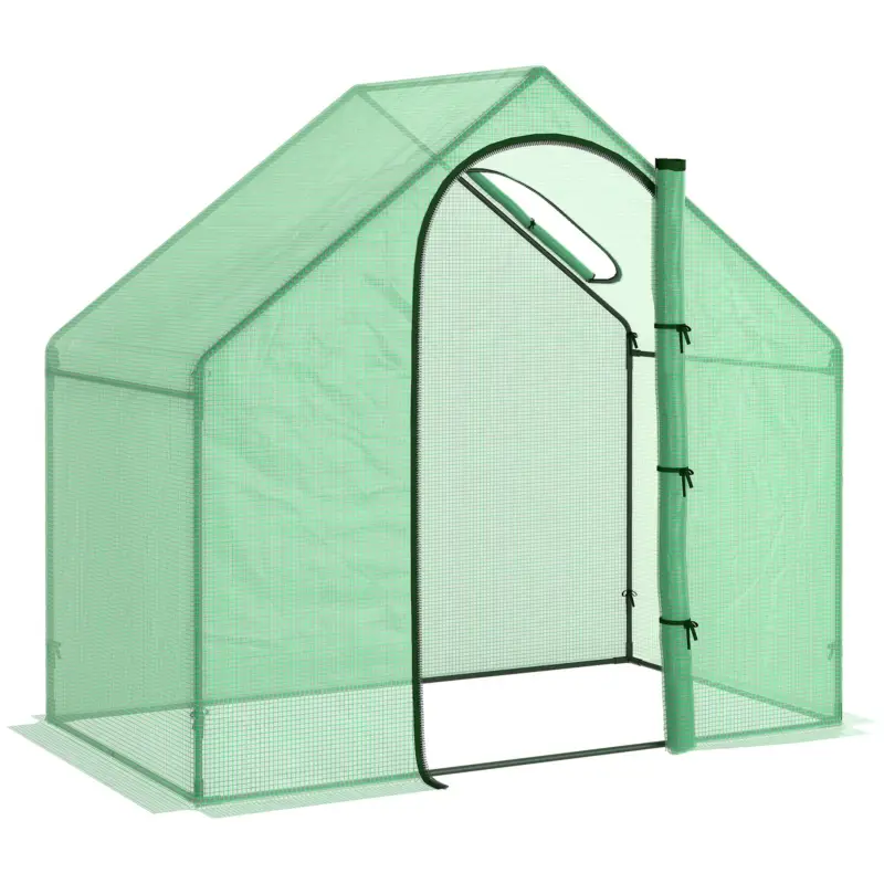 Outsunny Sera Cabina Portabila 6' x 3' x 6', Folie PE, Sera de Gradina cu Cadru de Otel, Usa cu Fermoar, Aerisire Superioara, pentru Flori, Legume, Puieti, Plante Tropicale, Verde Livrare expres