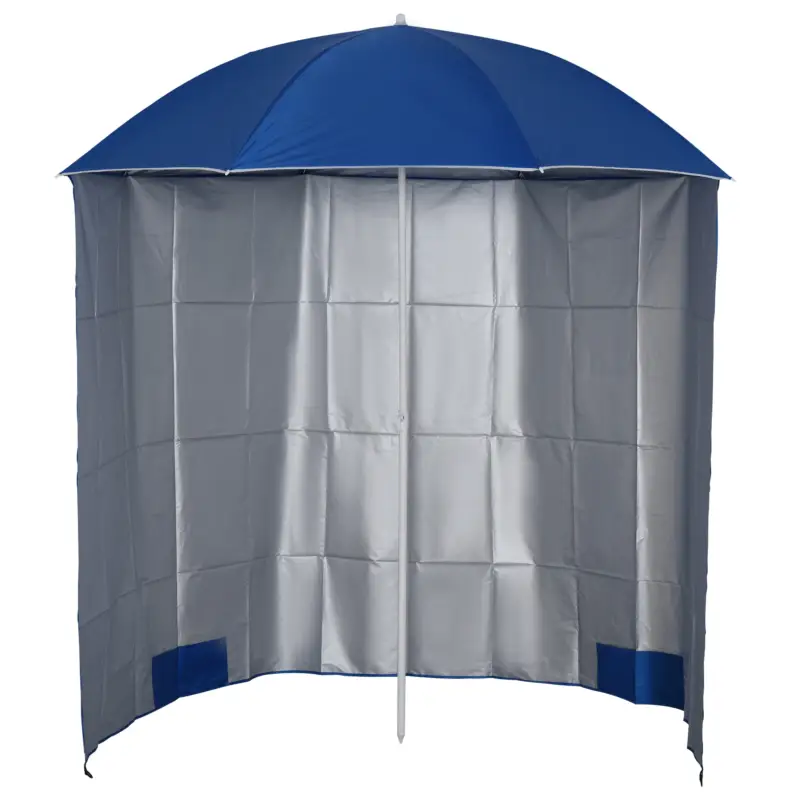 Umbrelă de Plajă Outsunny cu Cort Integrat, din Metal și Poliester, Ø220x220 cm, Albastru Popular