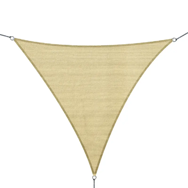 Chilipir Outsunny Cort Parasolar Triunghiulare din HDPE, Culoarea nisipului, 3x3x3m