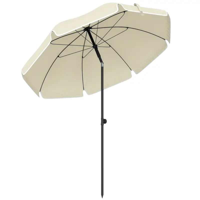Ofertă Outsunny Umbrelă de plajă Ø150 cm rezistentă la apă pliabilă umbrelă de plajă cu ancoră de nisip înclinare reglabilă geantă de transport bej