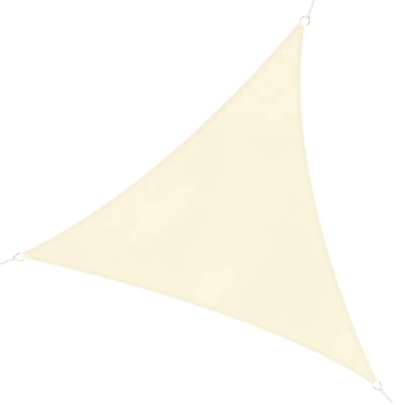 Retur ușor Outsunny Cort parasolar triunghiular- Cort tip velă - Anti UV - Crem - 5x5x5m